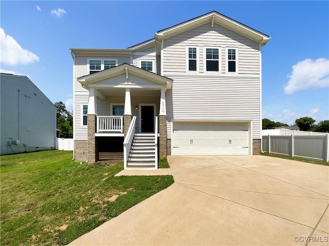 5812 Olas Ct, Richmond, VA 23224 - view of front of home with stairway, a garage, brick siding, and driveway