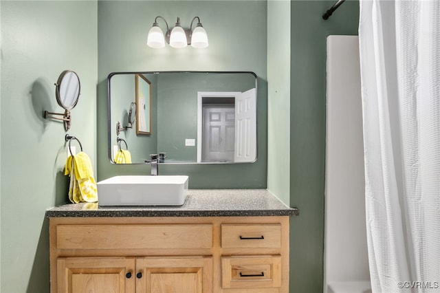 160 Woodland Trl, West Point, VA 23181 - full bath with vanity and shower / bath combo with shower curtain