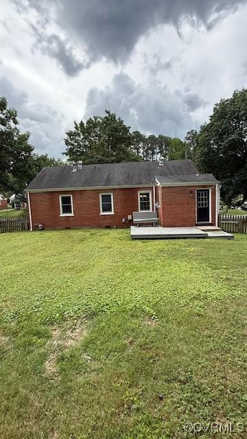 9014 Weldon Dr, Henrico, VA 23229 - rear view of house with a deck and brick siding