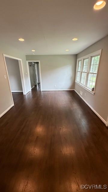 9014 Weldon Dr, Henrico, VA 23229 - unfurnished room featuring baseboards, dark wood-type flooring, and recessed lighting