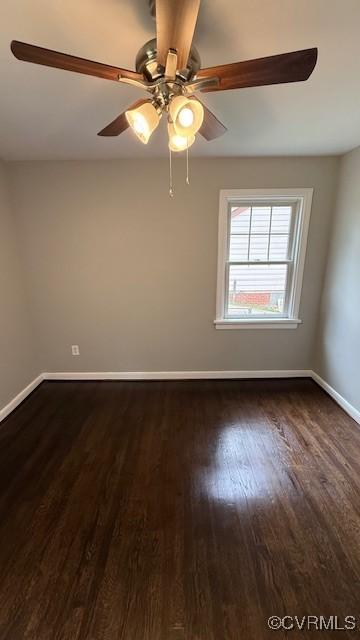 9014 Weldon Dr, Henrico, VA 23229 - unfurnished room with dark wood finished floors, baseboards, and ceiling fan