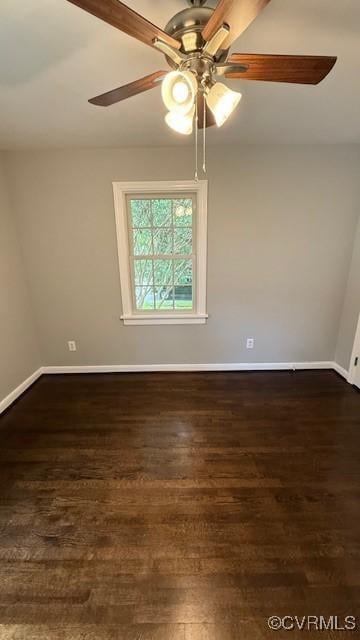 9014 Weldon Dr, Henrico, VA 23229 - unfurnished room with ceiling fan, dark wood finished floors, and baseboards
