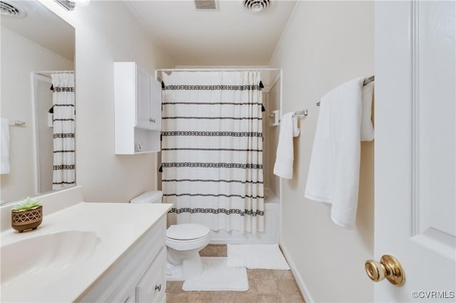 3307 Carlisle Ave, Hopewell, VA 23860 - bathroom featuring vanity, toilet, and shower / bath combo with shower curtain