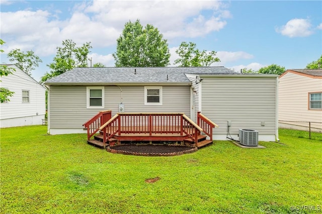 3307 Carlisle Ave, Hopewell, VA 23860 - rear view of house featuring a wooden deck and central AC unit