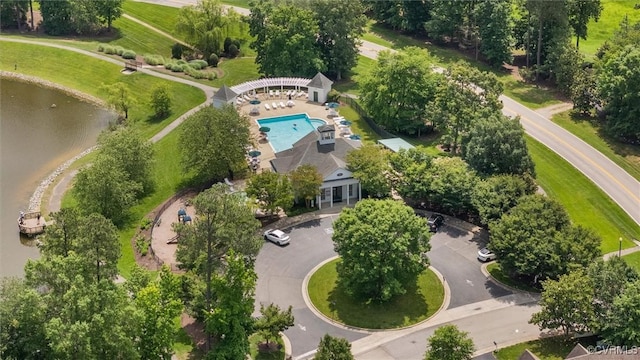13212 Railey Hill Dr, Midlothian, VA 23114 - aerial view of a nearby body of water and a pool