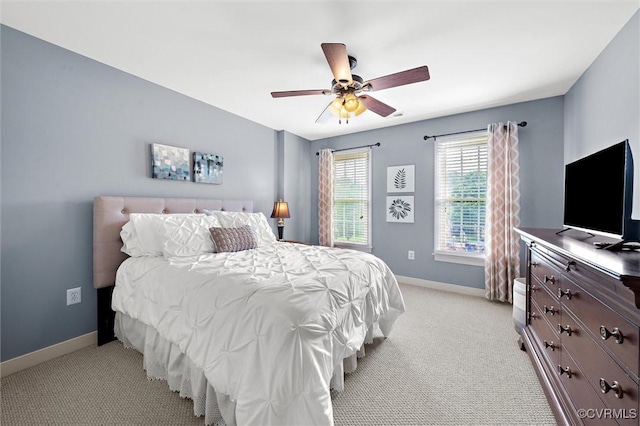 13212 Railey Hill Dr, Midlothian, VA 23114 - bedroom featuring light colored carpet, baseboards, and a ceiling fan