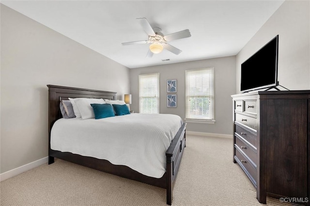 13212 Railey Hill Dr, Midlothian, VA 23114 - bedroom with baseboards, light carpet, and a ceiling fan