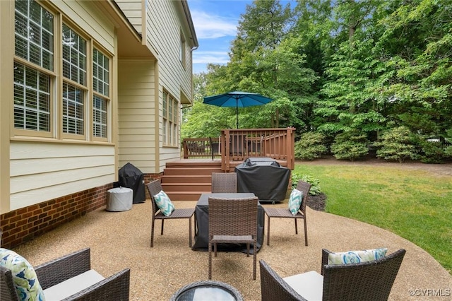 13212 Railey Hill Dr, Midlothian, VA 23114 - view of patio featuring a deck, a grill, and an outdoor living space
