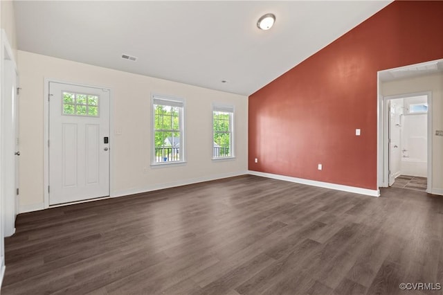15631 Corte Castle Ter, Chesterfield, VA 23838 - foyer with healthy amount of natural light, dark wood finished floors, high vaulted ceiling, and baseboards