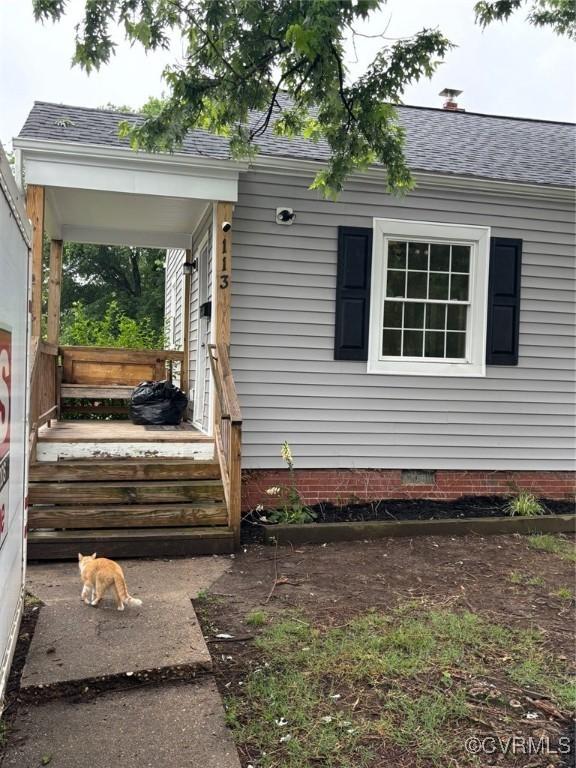 113 N Fern Ave, Highland Springs, VA 23075 - view of side of property with crawl space and a shingled roof