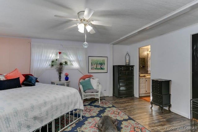 9361 Sheldon Ln, Gloucester, VA 23061 - bedroom featuring wood finished floors, a ceiling fan, and connected bathroom