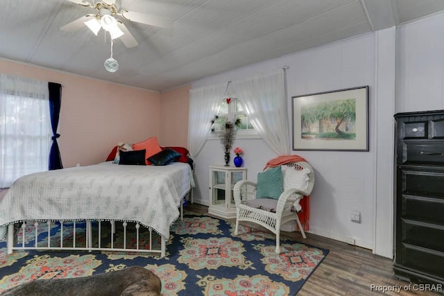 9361 Sheldon Ln, Gloucester, VA 23061 - bedroom featuring wood finished floors, baseboards, crown molding, and ceiling fan