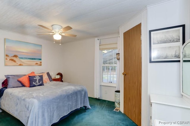 9361 Sheldon Ln, Gloucester, VA 23061 - bedroom with dark colored carpet and a ceiling fan