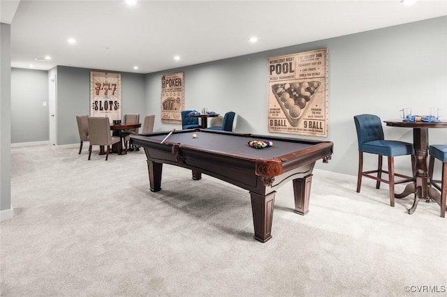 13006 Abercrombie Dr, Chesterfield, VA 23838 - playroom featuring recessed lighting, pool table, light colored carpet, and baseboards