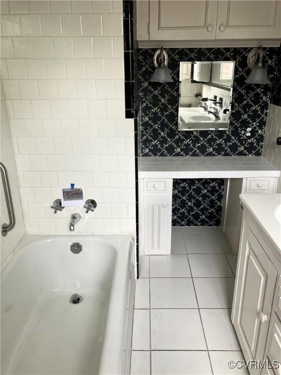 726 S Broad St, Kenbridge, VA 23944 - bathroom featuring vanity, tile patterned floors, and backsplash