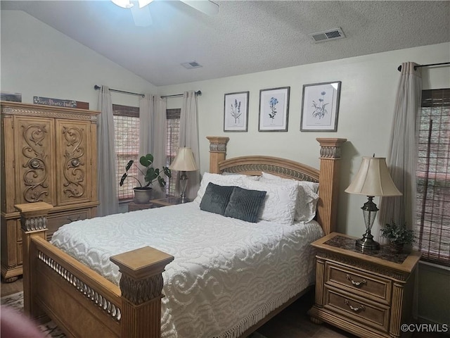 6778 Sassafras Dr, Quinton, VA 23141 - bedroom featuring lofted ceiling, wood finished floors, ceiling fan, and a textured ceiling