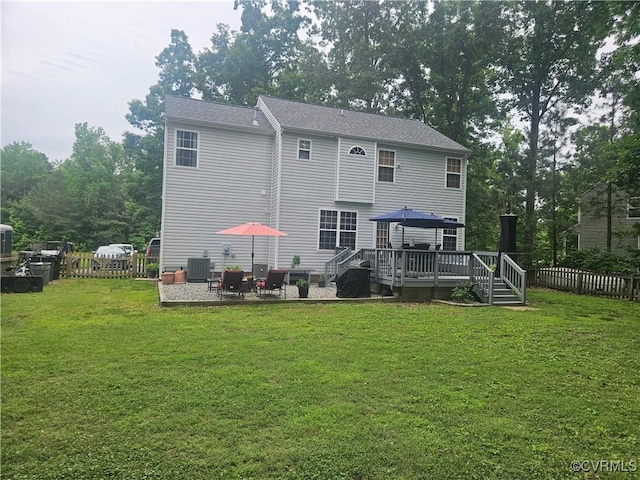 6778 Sassafras Dr, Quinton, VA 23141 - back of property featuring a deck, central AC unit, a patio, and a gazebo