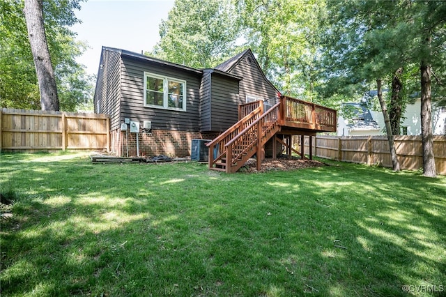 4710 Mason Rest Ct, Chesterfield, VA 23234 - back of property with stairway, a wooden deck, and central AC