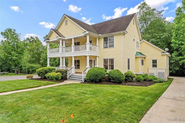 15836 Hampton Park Cir, Chesterfield, VA 23832 - neoclassical home featuring a porch, a balcony, and a front yard