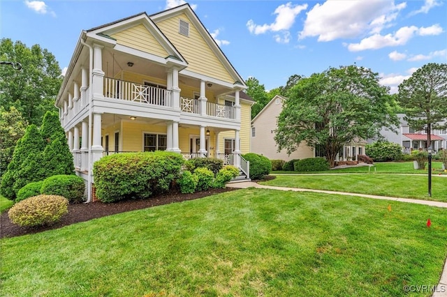 15836 Hampton Park Cir, Chesterfield, VA 23832 - greek revival house featuring a porch, a balcony, and a front lawn