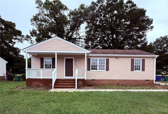 1602 Liberty Ave, Hopewell, VA 23860 - view of front of house with crawl space, a front yard, and a porch