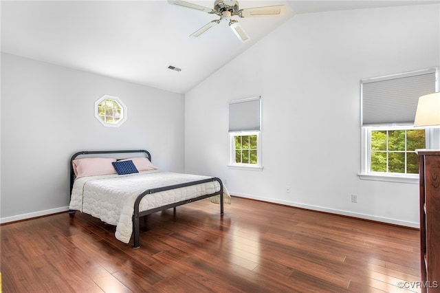 1724 Villageway Dr, Henrico, VA 23229 - bedroom with multiple windows, wood finished floors, ceiling fan, and high vaulted ceiling