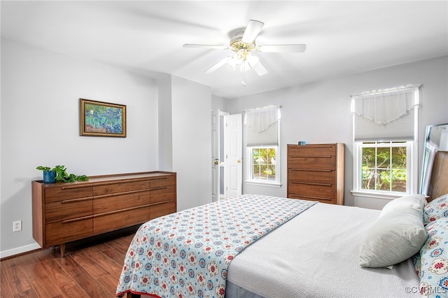 1724 Villageway Dr, Henrico, VA 23229 - bedroom featuring wood finished floors, multiple windows, and ceiling fan