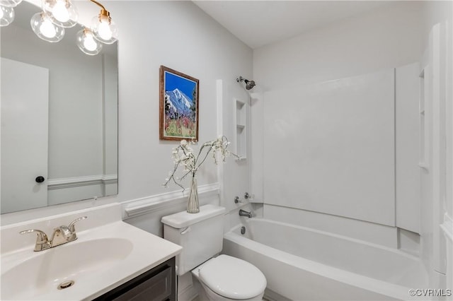 7611 Comanche Dr, Richmond, VA 23225 - bathroom featuring toilet, vanity, and shower / bath combination