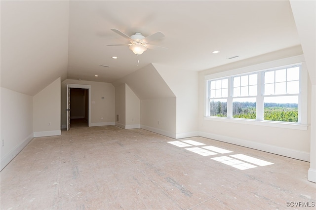 1555 Smokey Ridge Rd, Maidens, VA 23102 - bonus room with a ceiling fan, lofted ceiling, and baseboards