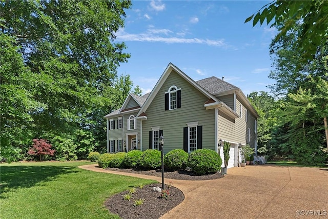 14136 Rigney Dr, Midlothian, VA 23113 - view of front of home with concrete driveway, a garage, and a front lawn
