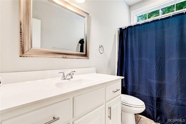6180 Emmaus Church Rd, Providence Forge, VA 23140 - full bath with vanity, toilet, tile patterned flooring, and a shower with curtain
