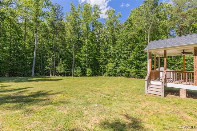 6180 Emmaus Church Rd, Providence Forge, VA 23140 - view of green lawn featuring a ceiling fan and a view of trees