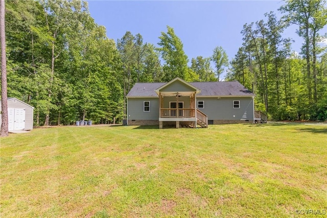 6180 Emmaus Church Rd, Providence Forge, VA 23140 - back of property featuring crawl space, a ceiling fan, and a lawn