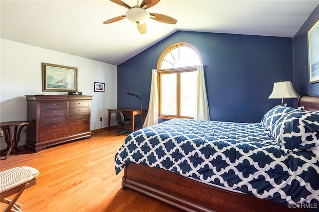 1412 Darrell Dr, Midlothian, VA 23114 - bedroom featuring wood finished floors, lofted ceiling, and ceiling fan