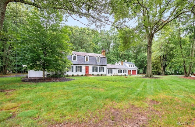 13531 W Salisbury Rd, Midlothian, VA 23113 - dutch colonial with a chimney, a gambrel roof, a front yard, a shingled roof, and entry steps