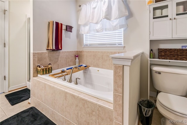 6049 Eagles Crest Dr, Chesterfield, VA 23832 - full bathroom featuring toilet, a bath, tile patterned flooring, and a stall shower