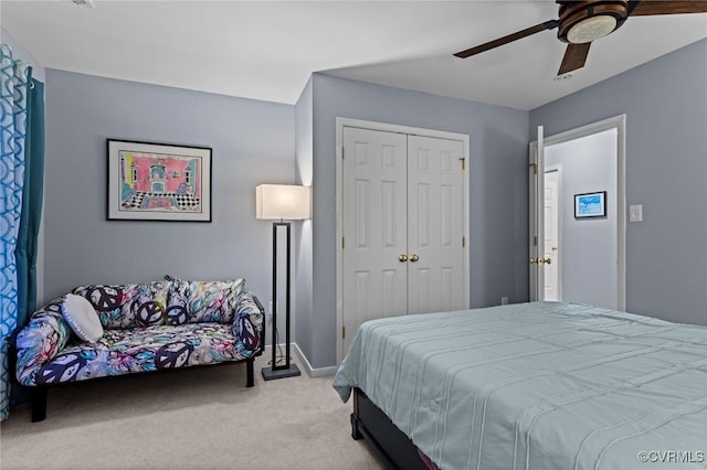 1753 Rose Mill Cir, Midlothian, VA 23112 - carpeted bedroom with a closet, a ceiling fan, and baseboards