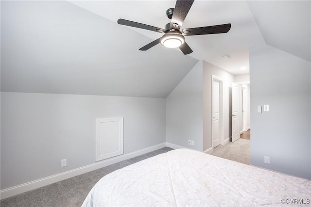 14104 Waters Edge Cir, Midlothian, VA 23112 - bedroom with lofted ceiling, carpet flooring, baseboards, and ceiling fan