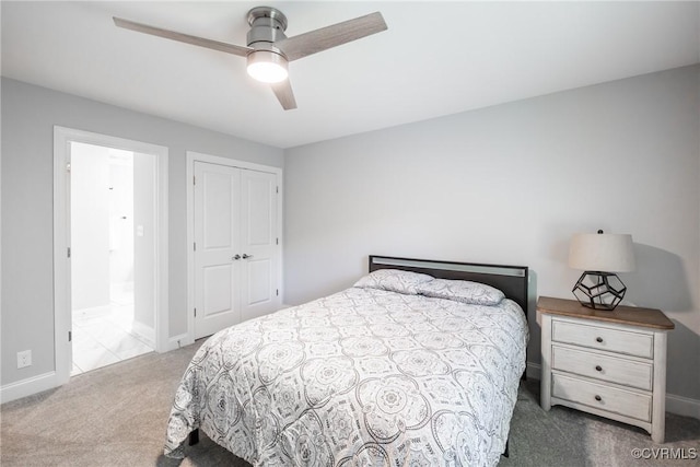 14104 Waters Edge Cir, Midlothian, VA 23112 - carpeted bedroom featuring baseboards, a closet, and ceiling fan