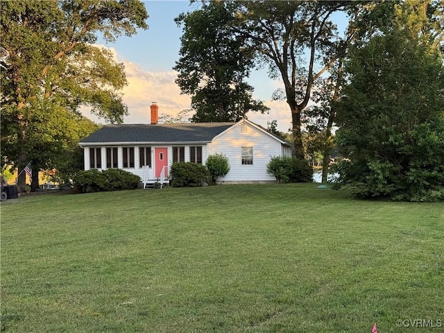 1686 Locust Grove Rd, Topping, VA 23169 - ranch-style house featuring a yard and a chimney
