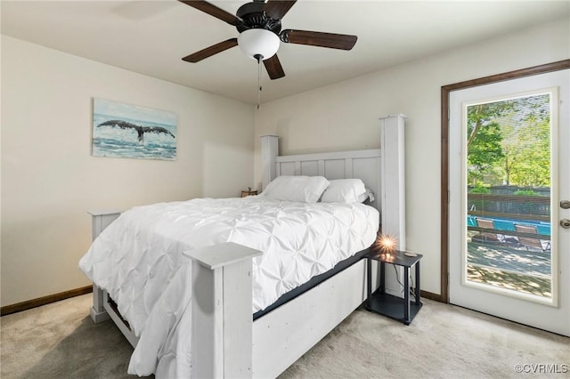 19504 Walker Ave, Chesterfield, VA 23834 - bedroom with light colored carpet, baseboards, and ceiling fan