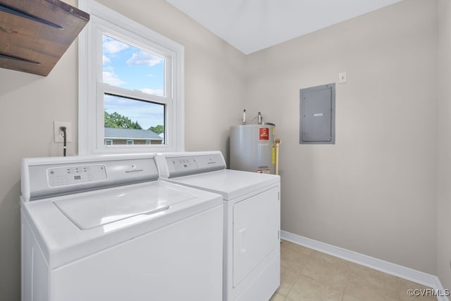 3511 Respess Rd, Midlothian, VA 23112 - washroom featuring electric panel, water heater, separate washer and dryer, baseboards, and light tile patterned flooring