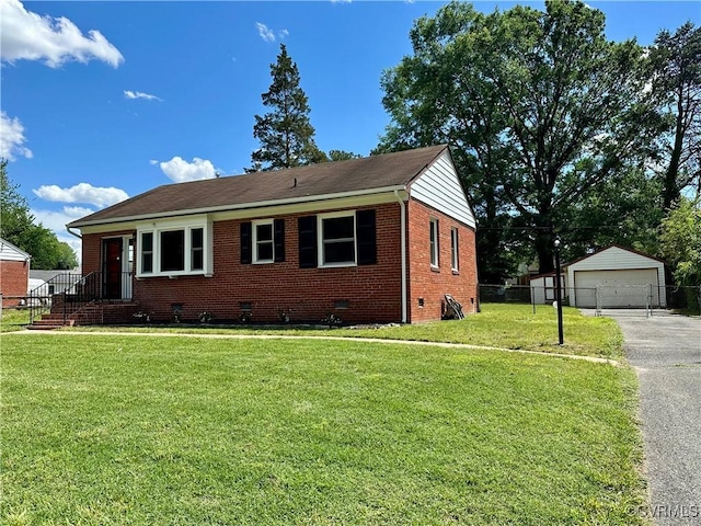 1709 Glenview Rd, Richmond, VA 23222 - view of front of house featuring an outbuilding, crawl space, brick siding, and a garage