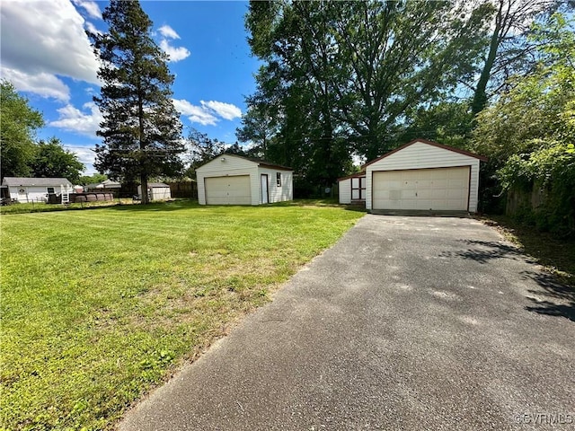 1709 Glenview Rd, Richmond, VA 23222 - view of green lawn featuring a detached garage and an outbuilding