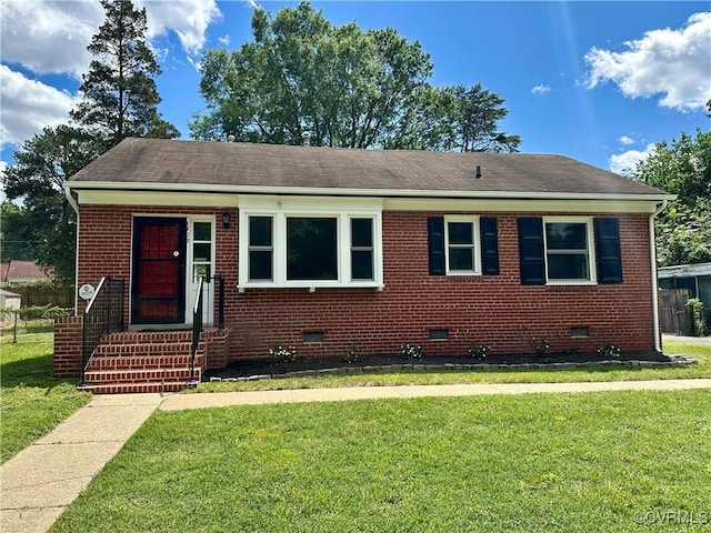 1709 Glenview Rd, Richmond, VA 23222 - view of front of home with crawl space, a front lawn, and roof with shingles