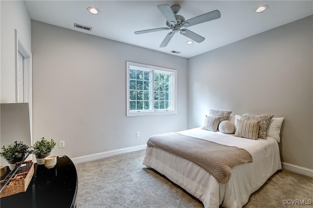 3006 Calcutt Dr, Midlothian, VA 23113 - bedroom with light carpet, recessed lighting, and ceiling fan