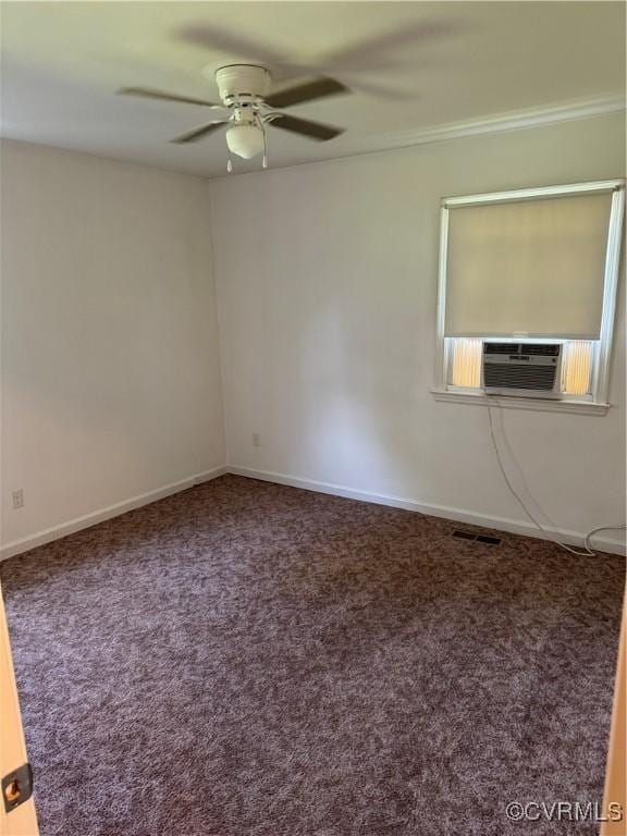 3530 Gilbert St, Hopewell, VA 23860 - spare room featuring ceiling fan, carpet flooring, cooling unit, and ornamental molding