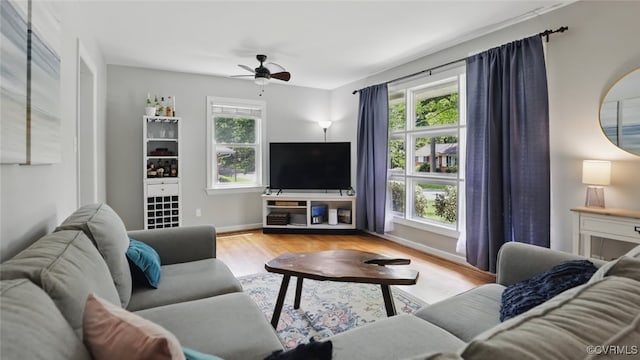 2207 Marroit Rd, Henrico, VA 23229 - living room featuring a ceiling fan and wood finished floors