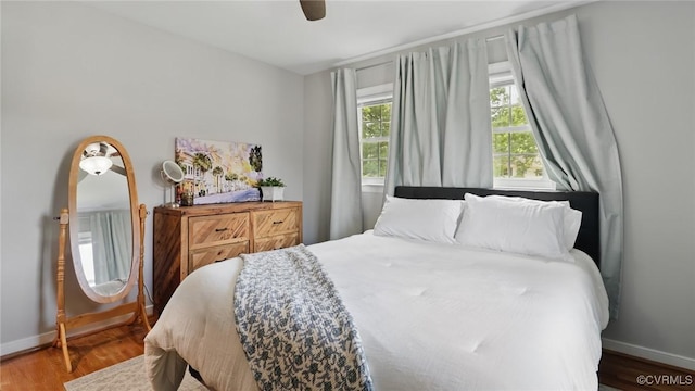 2207 Marroit Rd, Henrico, VA 23229 - bedroom featuring baseboards, wood finished floors, and ceiling fan