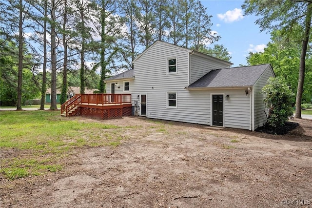 1121 Collingwood Dr, North Prince George, VA 23860 - rear view of house featuring a wooden deck and a shingled roof